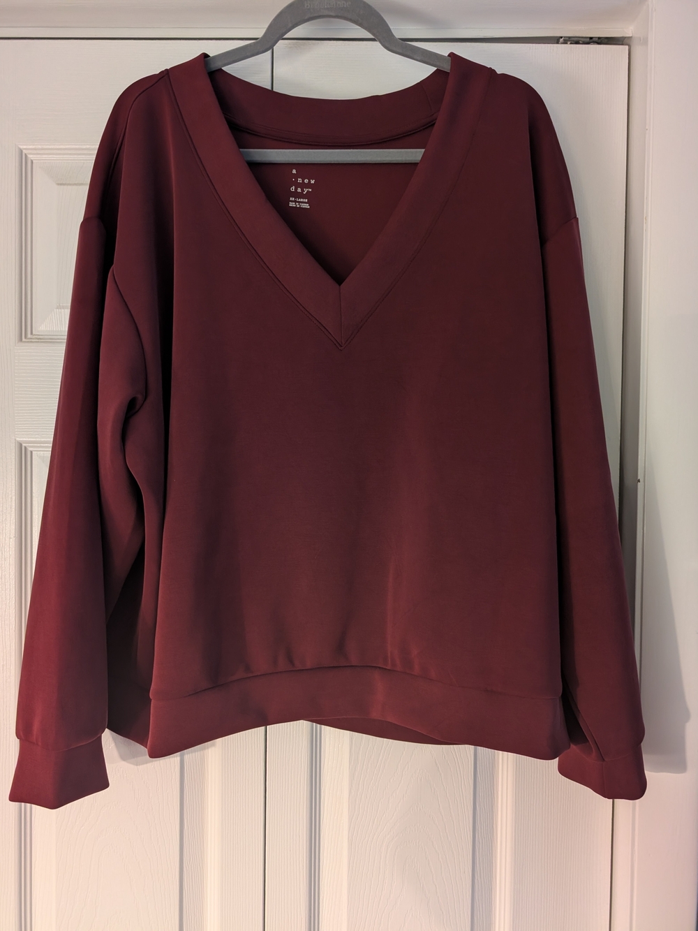 a new day V-Neck Sweatshirt - Burgundy